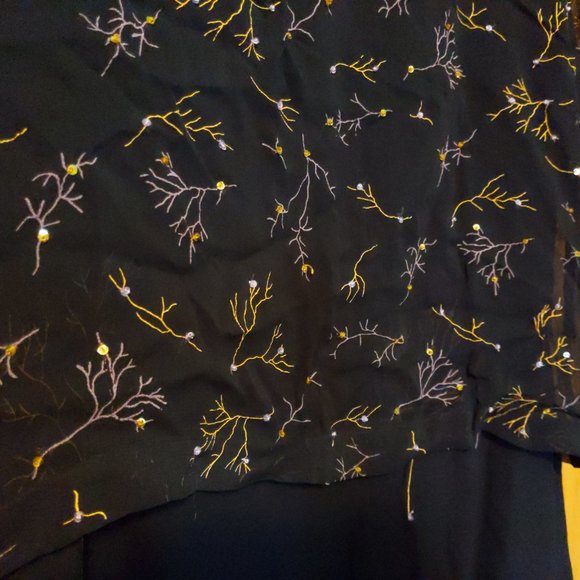 Long Black Dress with Tree Pattern, Sequins on front - Picture 6 of 9